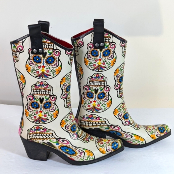 Blazin Roxx Shoes - SOLD Rain Boots Sugar Skull Dia de Meurtos 6 Western Boot Style Cowgirl
